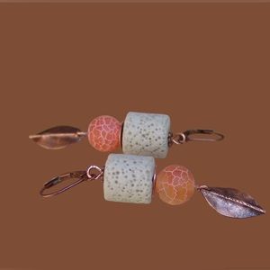 Fold Form Leaf Copper Earrings Handcrafted by Sandy Robinson Jewelry